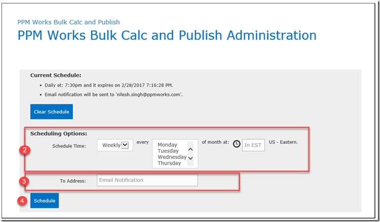 bulk calc and publish administration