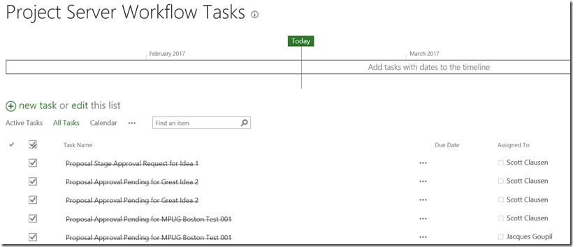 project server workflow tasks