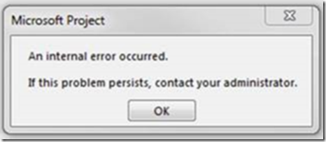 microsoft project error message