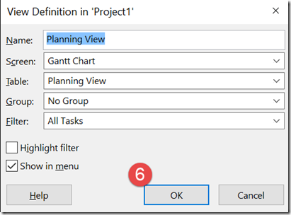 view definition in project 